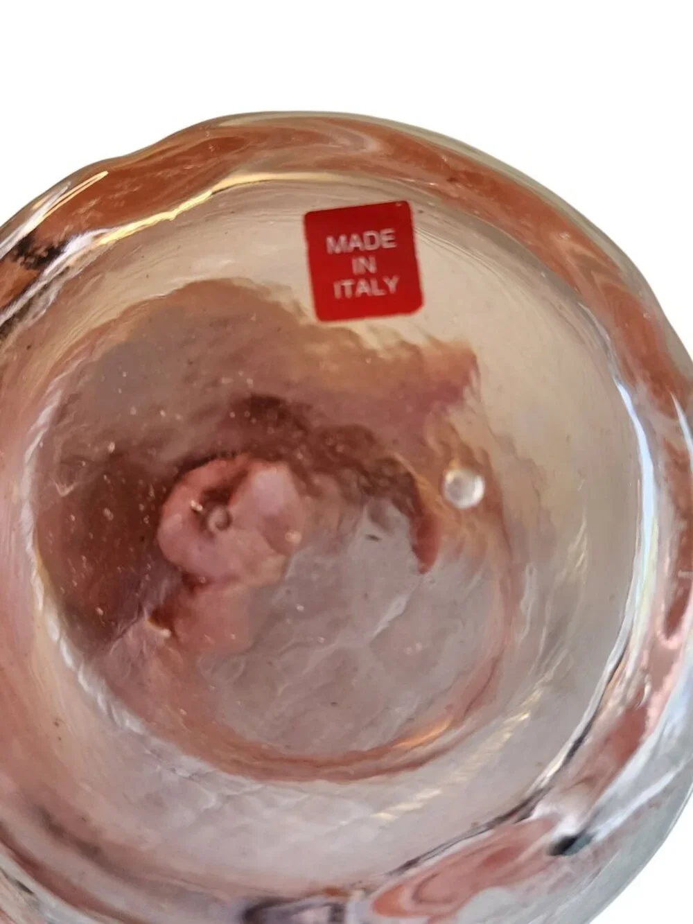 Antique 1920's Made in Italy Pink Swirl Art Deco Vase (air bubbles)